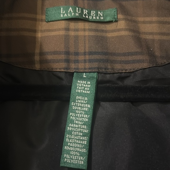 Lauren Ralph Lauren Brown Plaid Quilted Vest with Corduroy Accents | Siz… - Picture 6 of 8